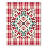 Red Gingham Persian Medallion Area Rug