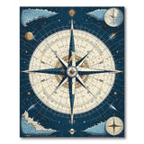 Distressed Vintage Vintage Nautical Compass Rose Area Rug