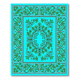 Teal Green Ornate Floral Medallion Rug