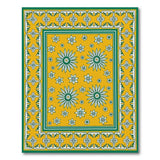 Yellow Daisy Floral Area Rug with Green Border