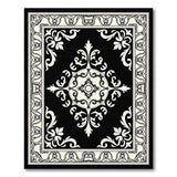 Ornate Black White Medallion Black and White Area Rug