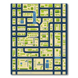 Vibrant Green City Map Kids Area Rug