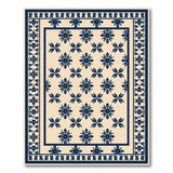 Navy Floral Motif Beige Persian Area Rug