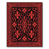 Ornate Red Floral Black Area Rug