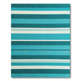 Teal Striped Woven Area Rug