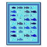 Blue and Teal Teal Fish Coastal Area Rug