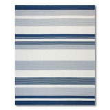 Navy Blue and Grey Striped Woven Area Rug