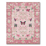 Pink Floral Vintage Pink Butterfly Floral Vintage Area Rug