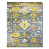 Grey and Yellow Southwestern Tribal Area Rug