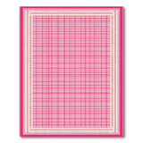 Pink Gingham Check Area Rug with Embroidered Border