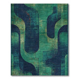 Teal Navy Abstract Curved Area Rug