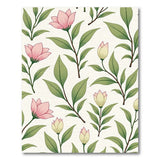 ODIKA Vintage Floral Washable Rug - Pink & Green Botanical Low Pile Area Rug