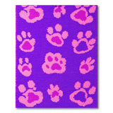 Purple Pink Paw Print Shag Area Rug