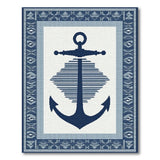 Navy Anchor Blue Teal Coastal Area Rug