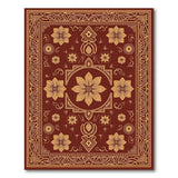 Ornate Red Persian Rug with Gold Florals