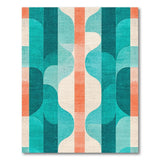 Teal Orange Wavy Geometric Area Rug