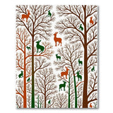 Woodland Deer Rabbit Tree Silhouette Area Rug