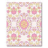 Pink Gold Ornate Floral Damask Rug