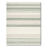ODIKA Washable Sage Green Striped Area Rug - Low Pile, Non-Slip & Pet Friendly