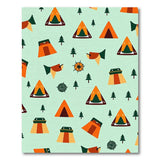 Whimsical Cartoon Camping Tents Pines Rug