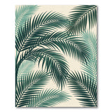 Green Teal Palm Frond Coastal Area Rug