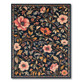 Navy Pink Poppy Floral Vintage Area Rug