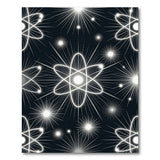 Glowing Atomic Orbits Black White Area Rug