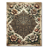 Vintage Gold Mandala Peony Area Rug