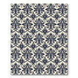 Navy on Cream Damask Floral Area Rug