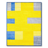 Bold Yellow Blue Gray Geometric Area Rug
