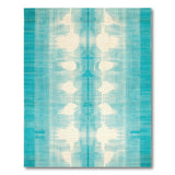 Teal Striped Geometric Area Rug with Ivory Shapes