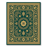 Green Emerald Green Gold Ornate Medallion Area Rug