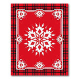 Festive Red Plaid Snowflake Area Rug