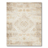 Beige Distressed Persian Medallion Rug
