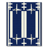 Navy Airplane Silhouette Geometric Area Rug
