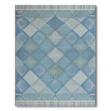 Blue and Teal Teal Blue Diamond Geometric Area Rug