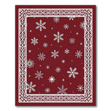 Red Snowflake Area Rug with White Filigree Border