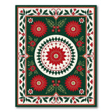 Festive Red Poinsettia Holiday Area Rug