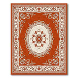 Ornate Terracotta Persian Area Rug with Floral Medallion