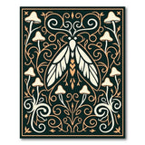 Ornate Moth Mushroom Art Nouveau Area Rug