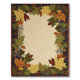 Autumn Maple Leaf Border Cream Area Rug