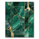 Gilded Emerald Marble Grid Area Rug
