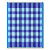 Blue Teal Woven Checkered Area Rug