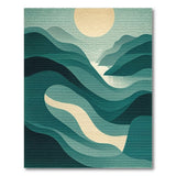 Teal Layered Mountain Wave Sunset Rug