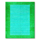 Teal Green Striped Distressed Area Rug
