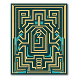 Teal Gold Labyrinth Geometric Area Rug
