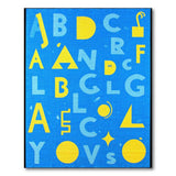Kids Cartoon Playful Blue Alphabet Kids Area Rug