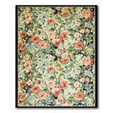 Vintage Floral Area Rug with Pink Roses and Greenery