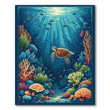 ODIKA Washable Sea Turtle & Coral Reef Kids Area Rug - Non-Slip Low Pile Ocean Decor