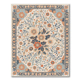 Ivory Terracotta Floral Persian Area Rug